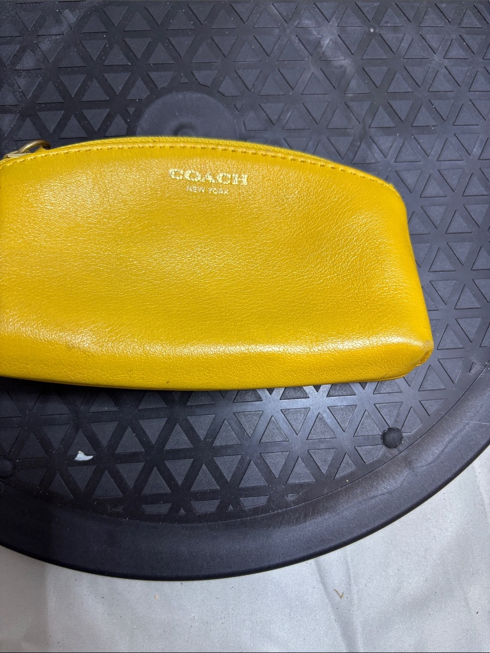 Coach Yellow Leather Cosmetic Pouch with Gold Logo